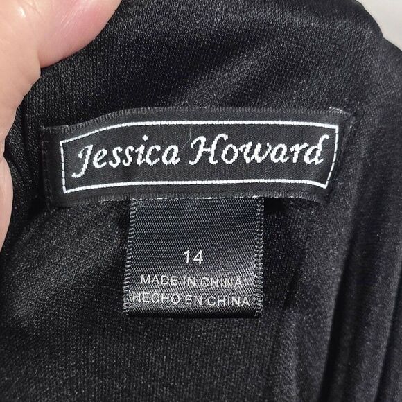 Jessica Howard Mesh Top Midi Dress Size 14 Black Embellished Sleeveless Flawed - Picture 13 of 13